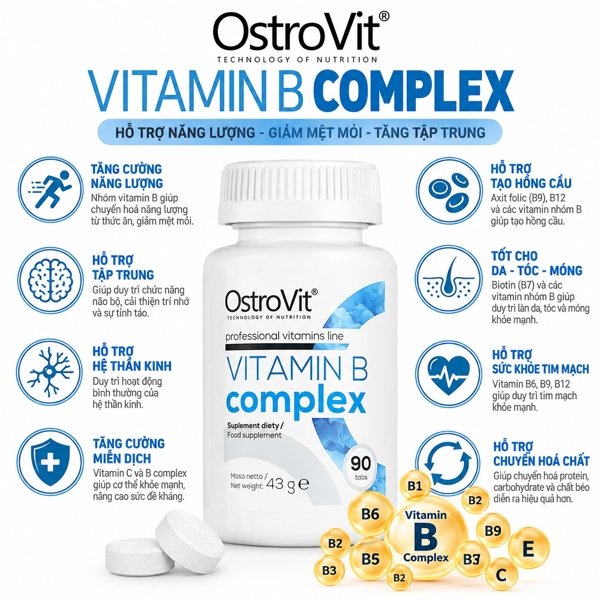 Ostrovit Vitamin B Complex - 90 Viên - Ảnh 4