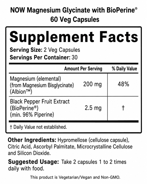 Magnesium glycinate Now - Ảnh 2